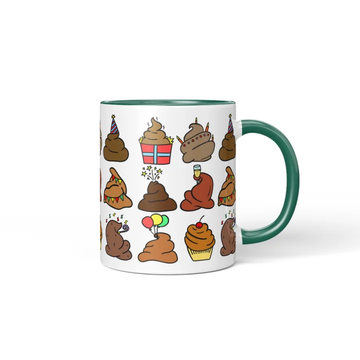 Poop Party Mug - Funny Bathroom Humor Gift - Dark Green mug mockup