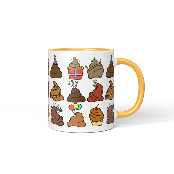 Poop Party Mug - Funny Bathroom Humor Gift - Golden Yellow mug mockup