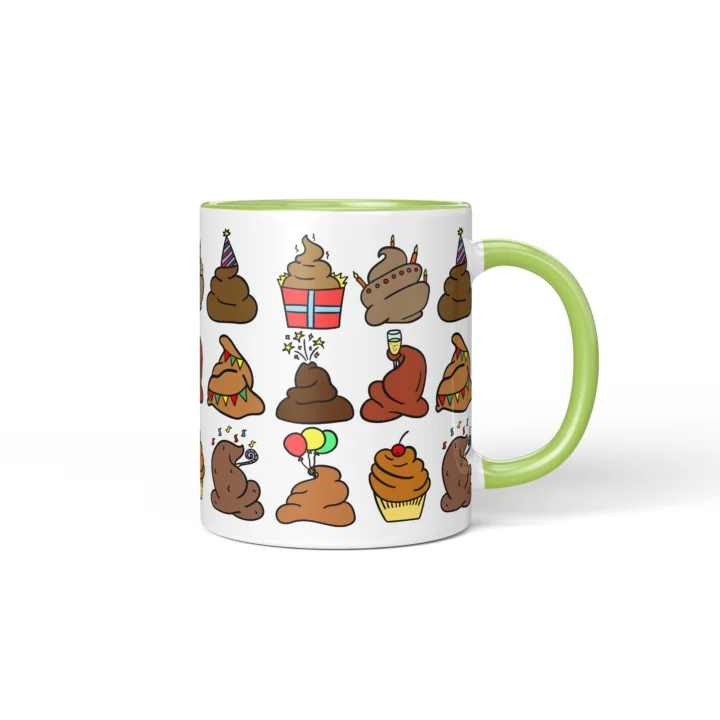 Poop Party Mug - Funny Bathroom Humor Gift - Green mug mockup