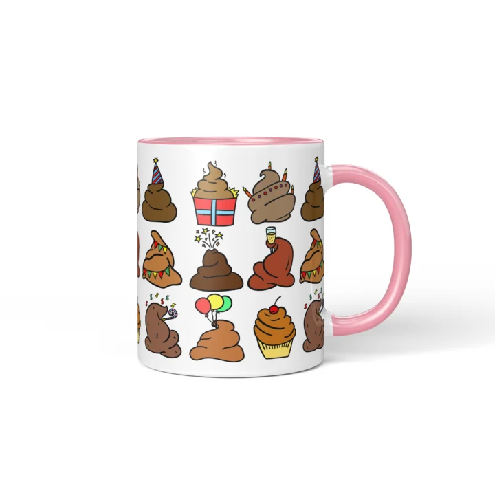 Poop Party Mug - Funny Bathroom Humor Gift - Pink mug mockup