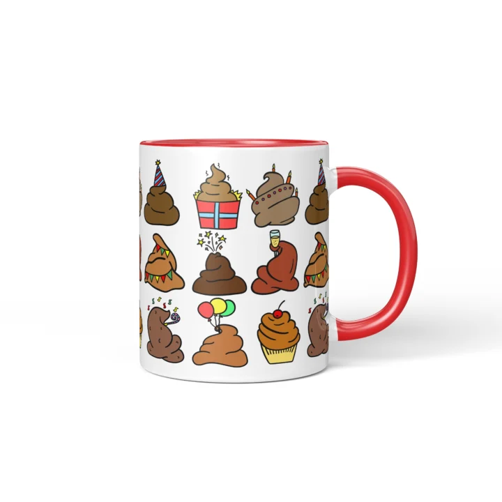Poop Party Mug - Funny Bathroom Humor Gift - Red mug mockup