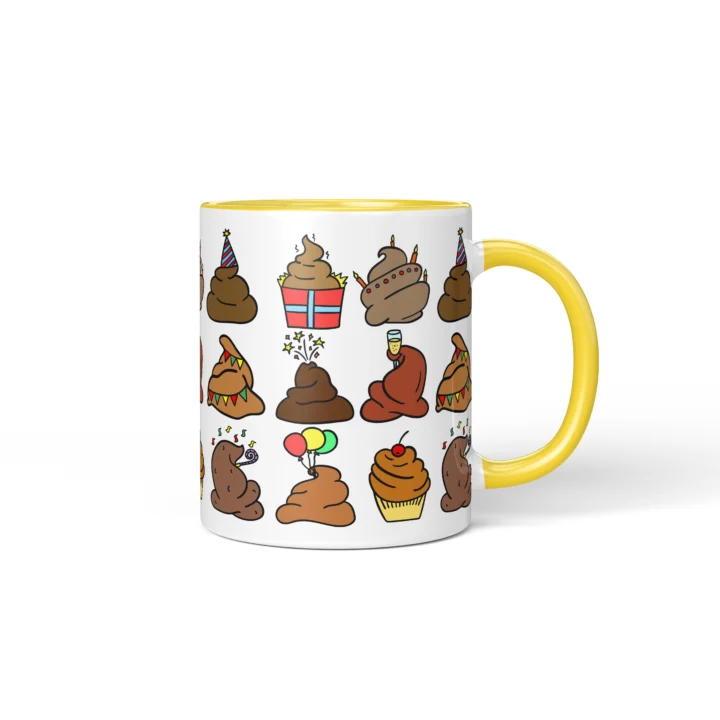 Poop Party Mug - Funny Bathroom Humor Gift - Yellow mug mockup