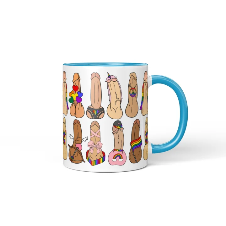 Pride Penis Mug - Rainbow LGBTQ Humor Gift - Blue mug mockup