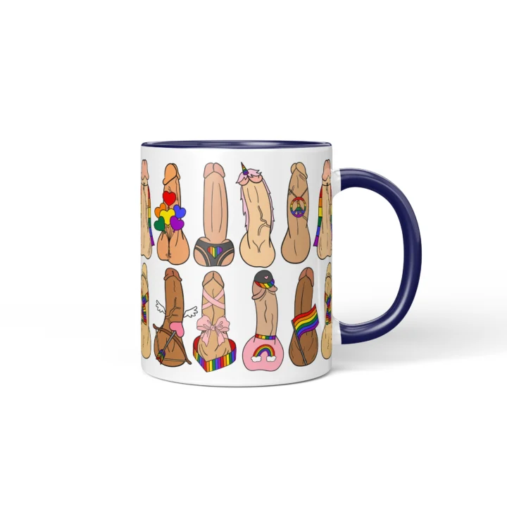 Pride Penis Mug - Rainbow LGBTQ Humor Gift - Dark Blue mug mockup
