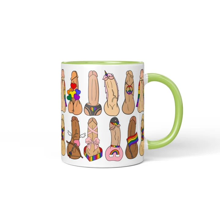Pride Penis Mug - Rainbow LGBTQ Humor Gift - Green mug mockup