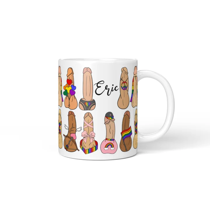 Pride Penis Mug - Rainbow LGBTQ Humor Gift - Personalized 11 oz White mug mockup