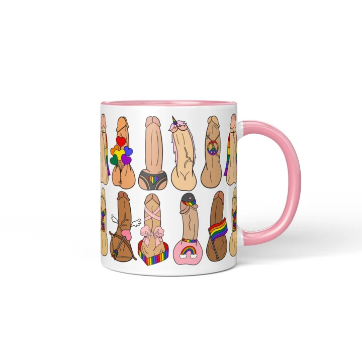 Pride Penis Mug - Rainbow LGBTQ Humor Gift - Pink mug mockup