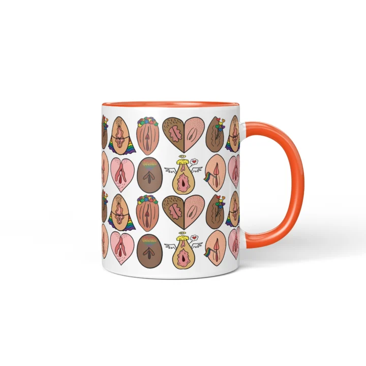 Pride Vagina Mug - LGBTQ Body Positive Gift - Orange mug mockup