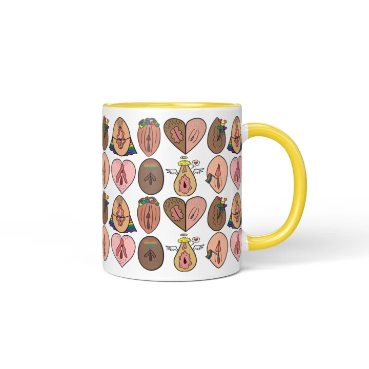 Pride Vagina Mug - LGBTQ Body Positive Gift - Yellow mug mockup