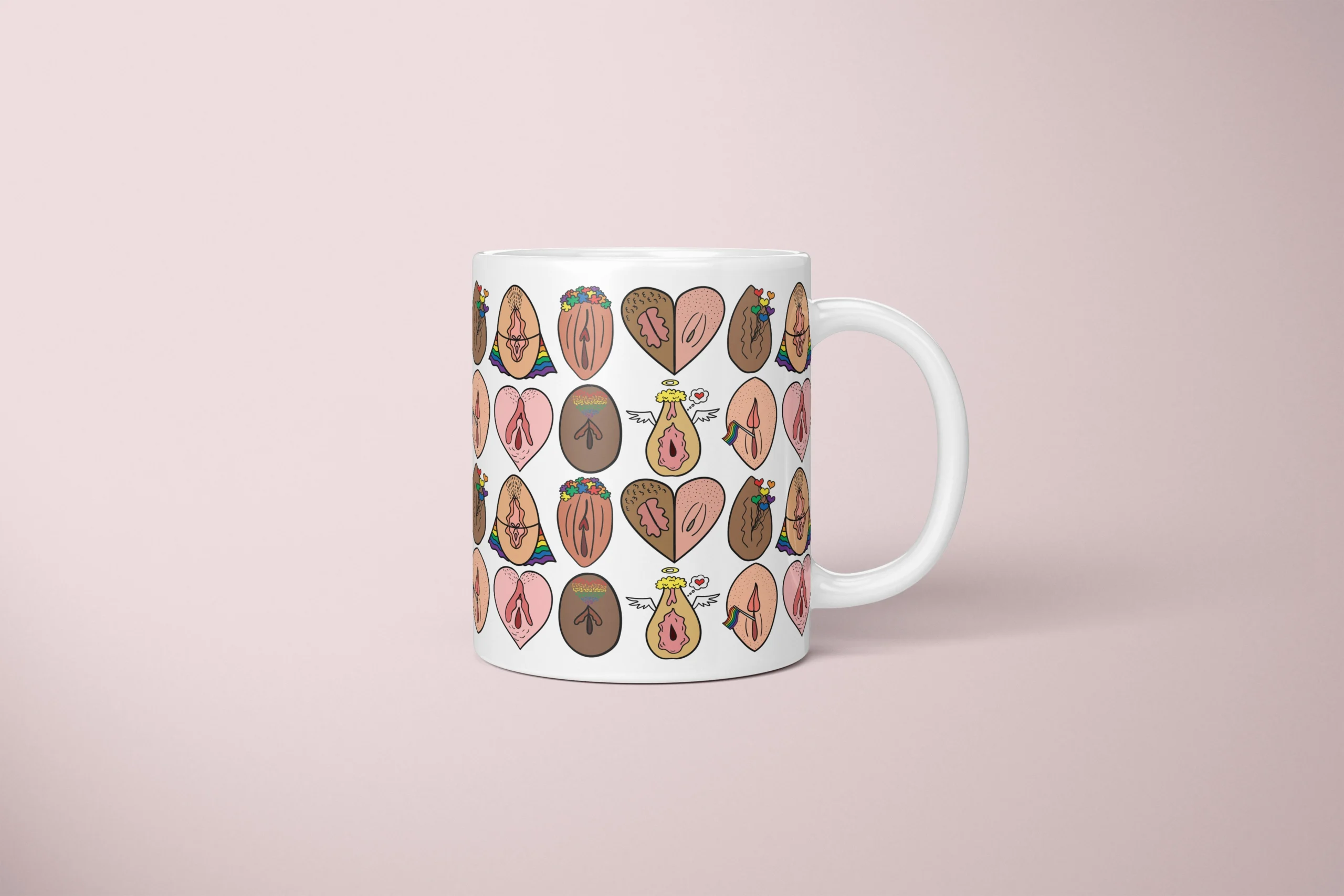 Pride Vulva Art Mug – LGBTQ Body Positive Gift - primary mug mockup