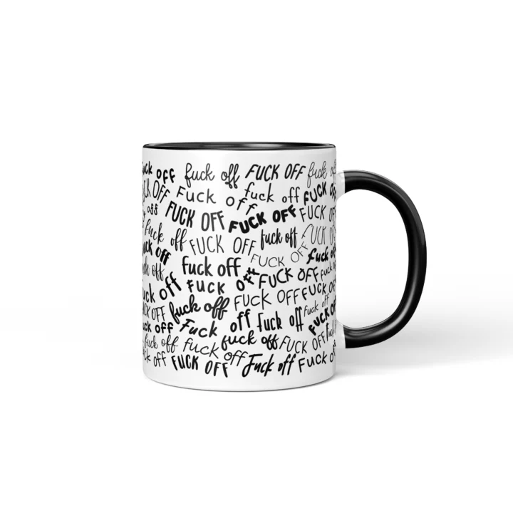 Profanity Pattern Mug - Rude Boundary Gift - Black mug mockup
