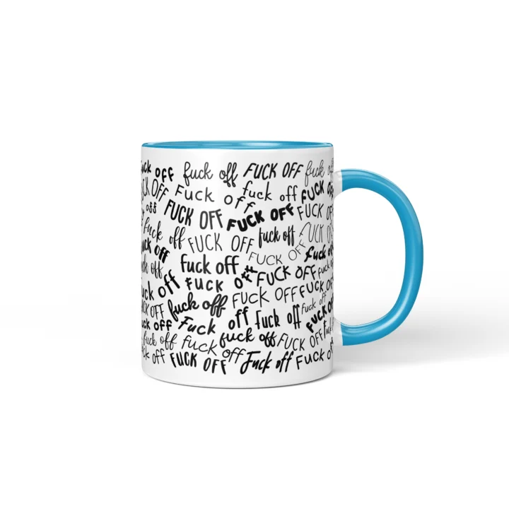 Profanity Pattern Mug - Rude Boundary Gift - Blue mug mockup