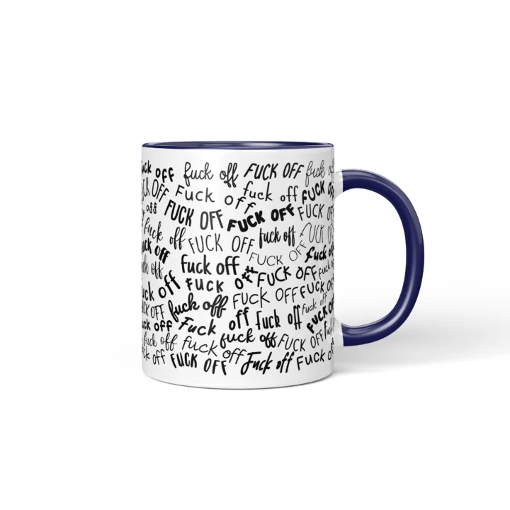 Profanity Pattern Mug - Rude Boundary Gift - Dark Blue mug mockup