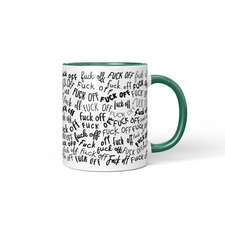 Profanity Pattern Mug - Rude Boundary Gift - Dark Green mug mockup