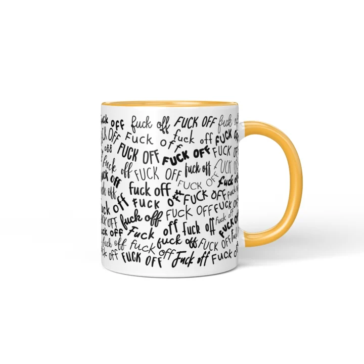 Profanity Pattern Mug - Rude Boundary Gift - Golden Yellow mug mockup