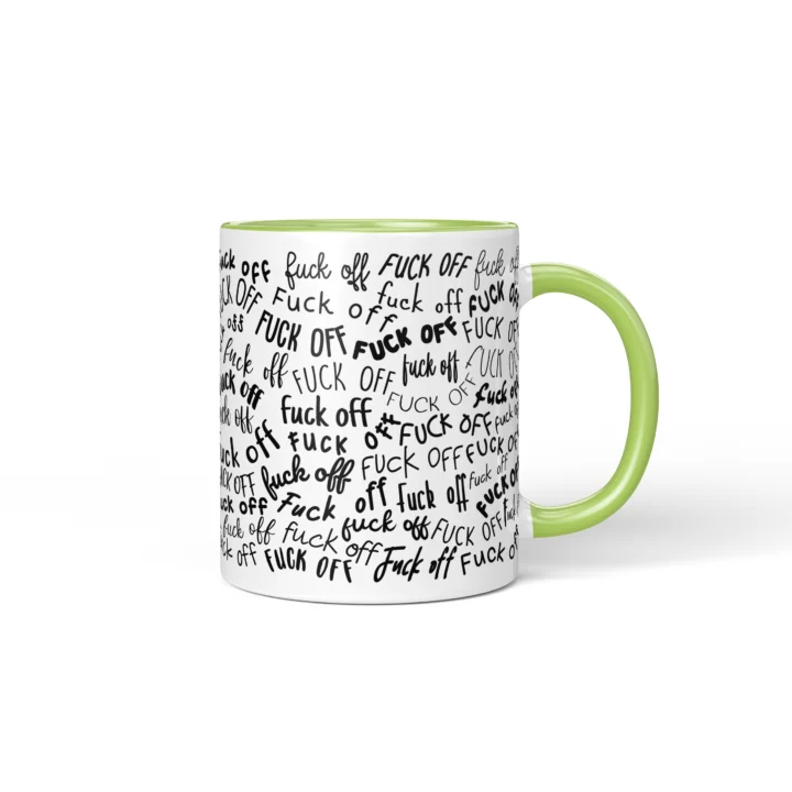 Profanity Pattern Mug - Rude Boundary Gift - Green mug mockup