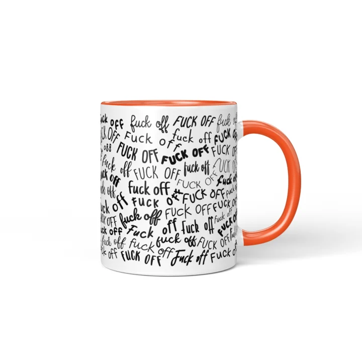 Profanity Pattern Mug - Rude Boundary Gift - Orange mug mockup
