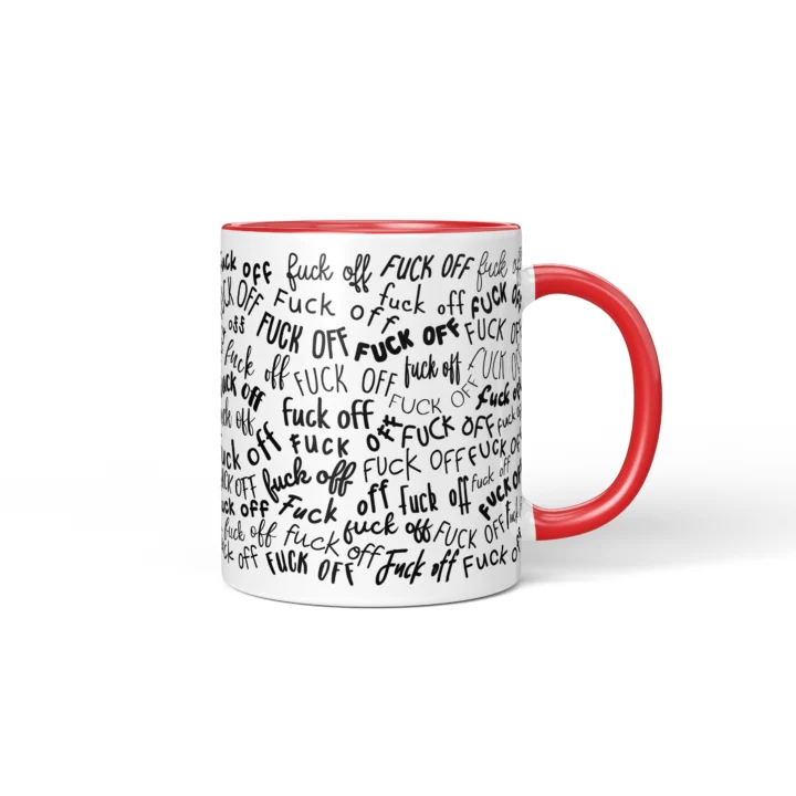 Profanity Pattern Mug - Rude Boundary Gift - Red mug mockup