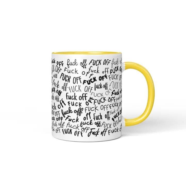Profanity Pattern Mug - Rude Boundary Gift - Yellow mug mockup
