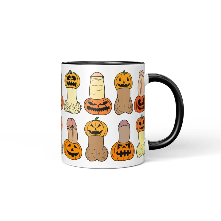 Pumpkin Penis Mug - Spooky Halloween Gift - Black mug mockup