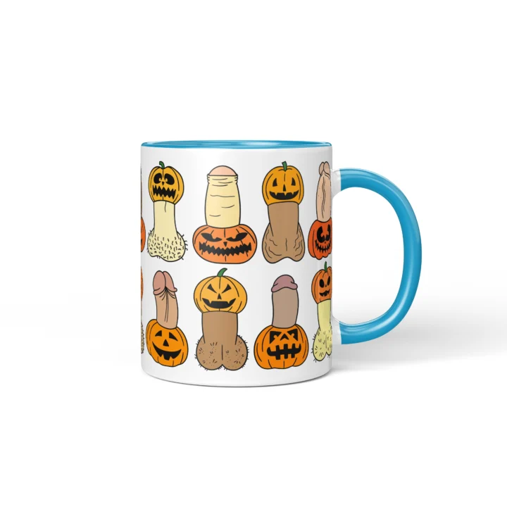 Pumpkin Penis Mug - Spooky Halloween Gift - Blue mug mockup