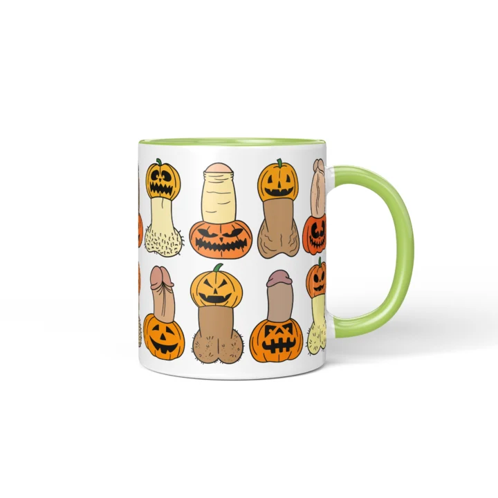 Pumpkin Penis Mug - Spooky Halloween Gift - Green mug mockup