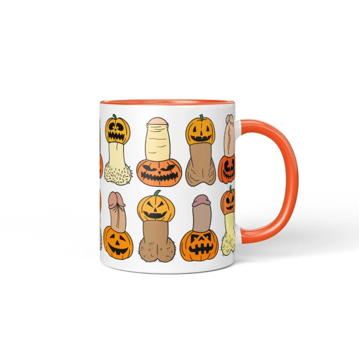 Pumpkin Penis Mug - Spooky Halloween Gift - Orange mug mockup