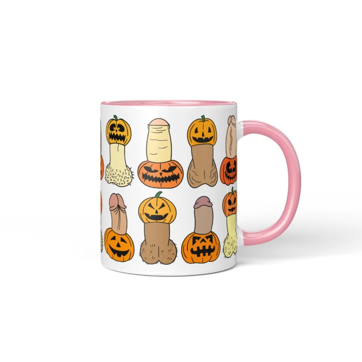 Pumpkin Penis Mug - Spooky Halloween Gift - Pink mug mockup