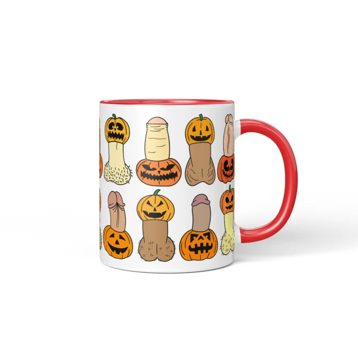Pumpkin Penis Mug - Spooky Halloween Gift - Red mug mockup
