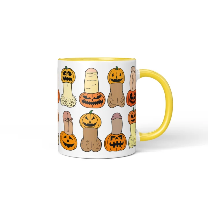 Pumpkin Penis Mug - Spooky Halloween Gift - Yellow mug mockup