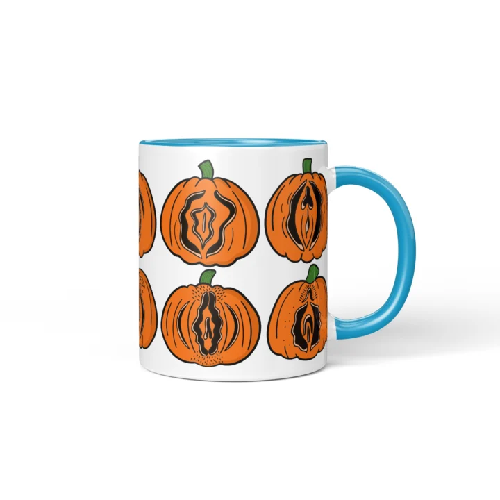 Pumpkin Vagina Mug - Spooky Halloween Gift - Blue mug mockup