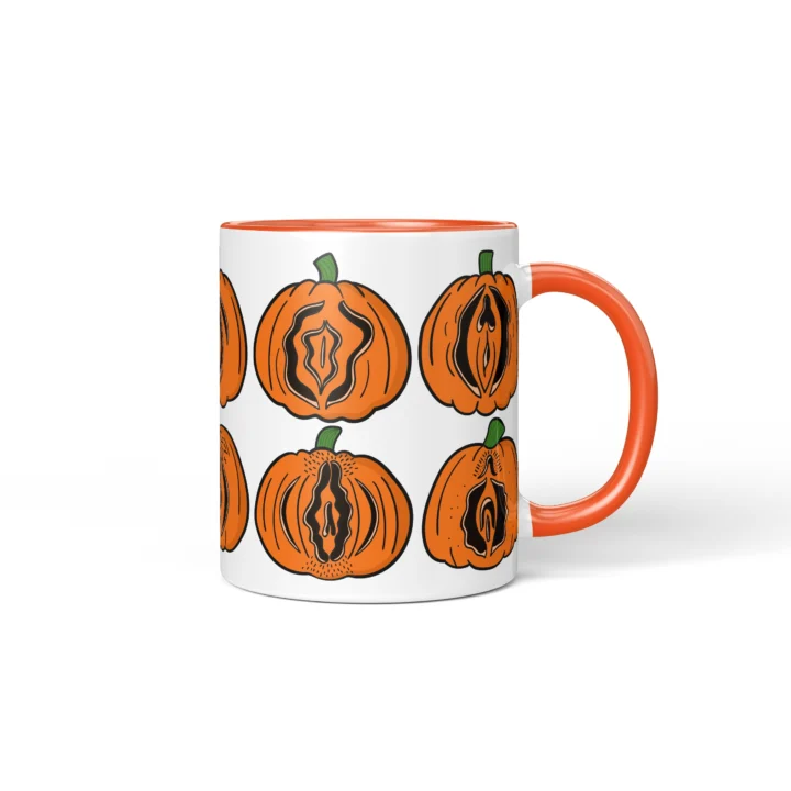 Pumpkin Vagina Mug - Spooky Halloween Gift - Orange mug mockup