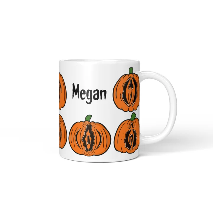 Pumpkin Vagina Mug - Spooky Halloween Gift - Personalized 11 oz White mug mockup