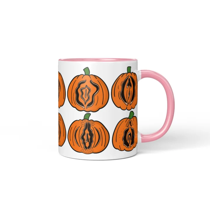 Pumpkin Vagina Mug - Spooky Halloween Gift - Pink mug mockup