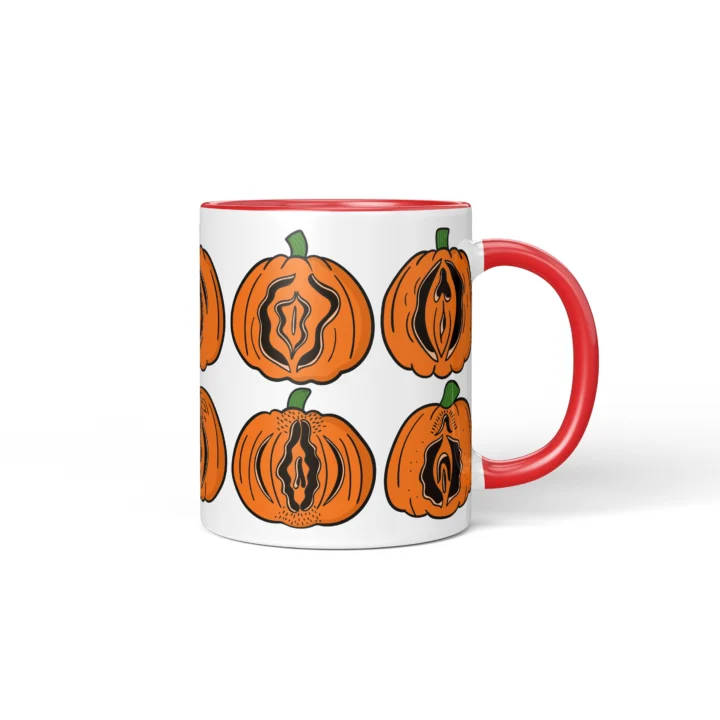 Pumpkin Vagina Mug - Spooky Halloween Gift - Red mug mockup