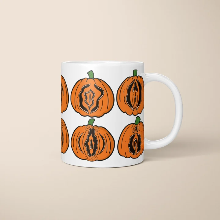 Pumpkin Vulva Art Mug – Spooky Halloween Gift - primary mug mockup
