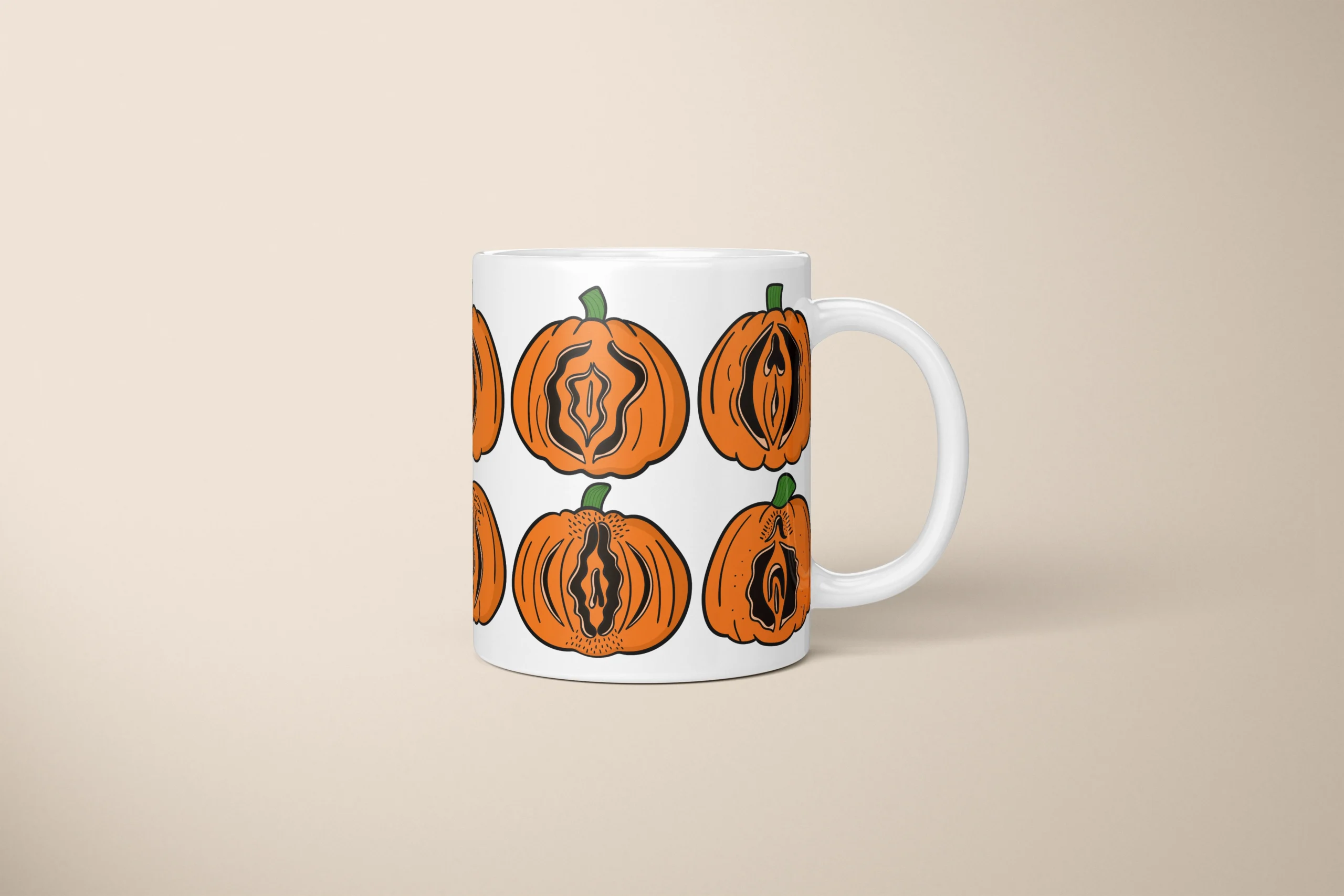 Pumpkin Vulva Art Mug – Spooky Halloween Gift - primary mug mockup