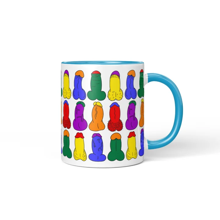 Rainbow Mini Penis Mug - Colorful Pride Gift - Blue mug mockup
