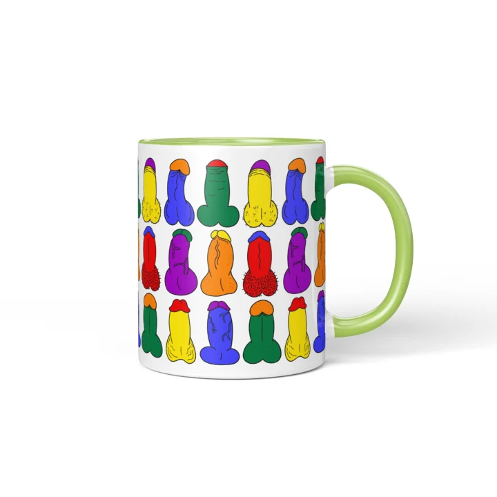 Rainbow Mini Penis Mug - Colorful Pride Gift - Green mug mockup