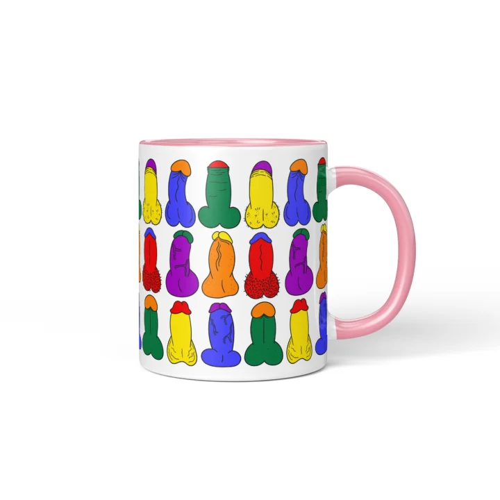 Rainbow Mini Penis Mug - Colorful Pride Gift - Pink mug mockup