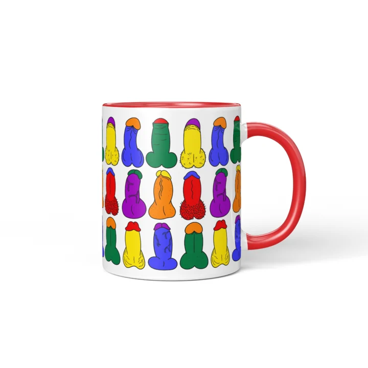 Rainbow Mini Penis Mug - Colorful Pride Gift - Red mug mockup