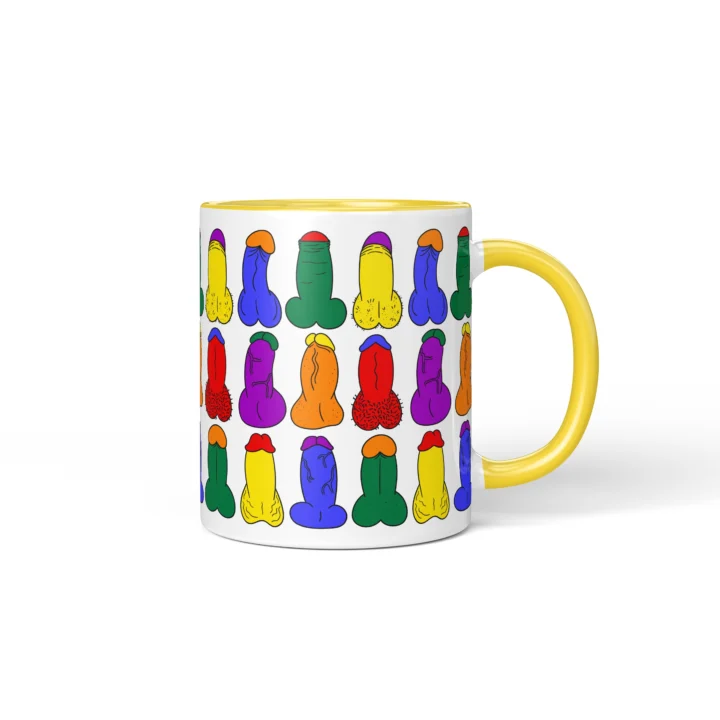 Rainbow Mini Penis Mug - Colorful Pride Gift - Yellow mug mockup
