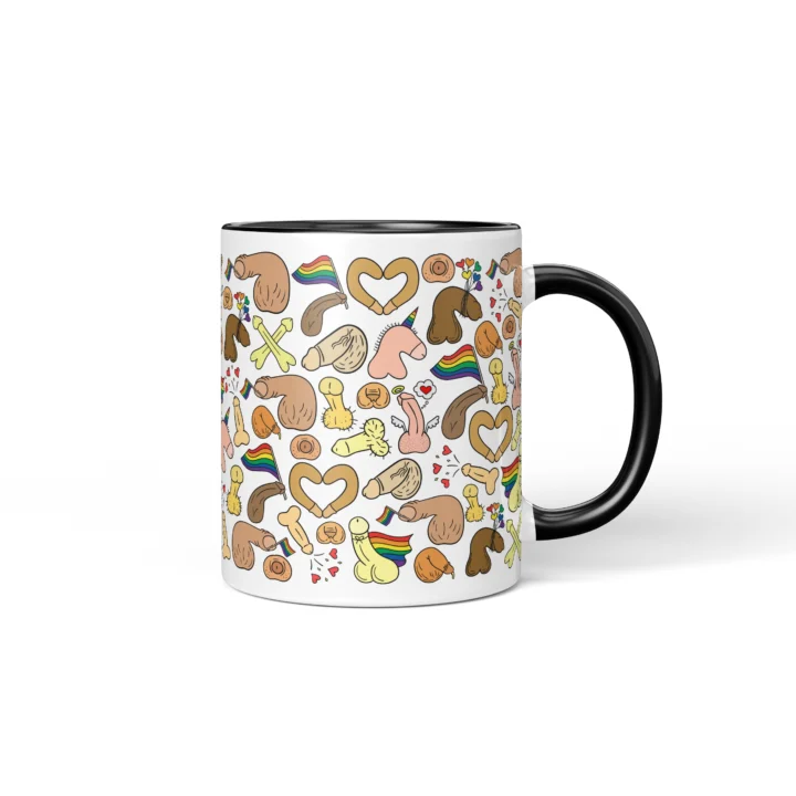 Rainbow Pride Penis Mug - Cheeky LGBTQ Gift - Black mug mockup