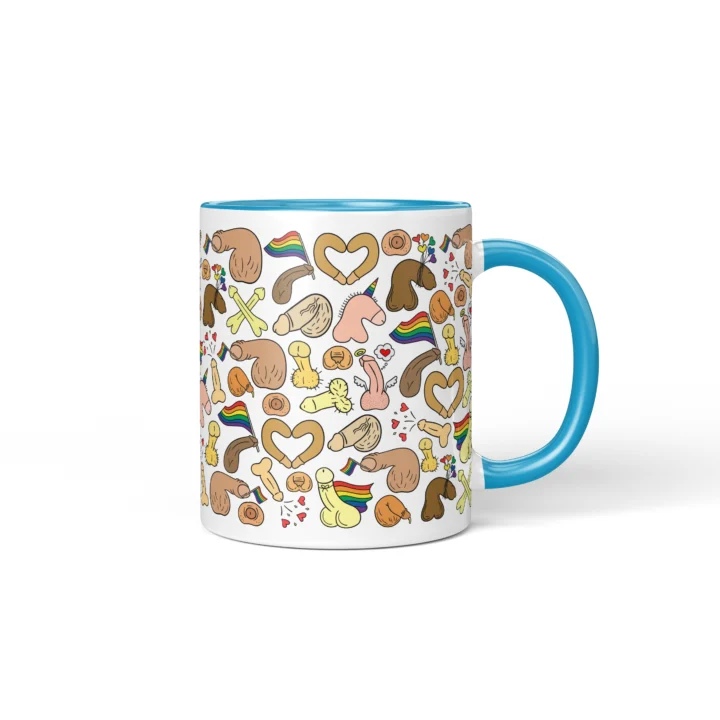 Rainbow Pride Penis Mug - Cheeky LGBTQ Gift - Blue mug mockup