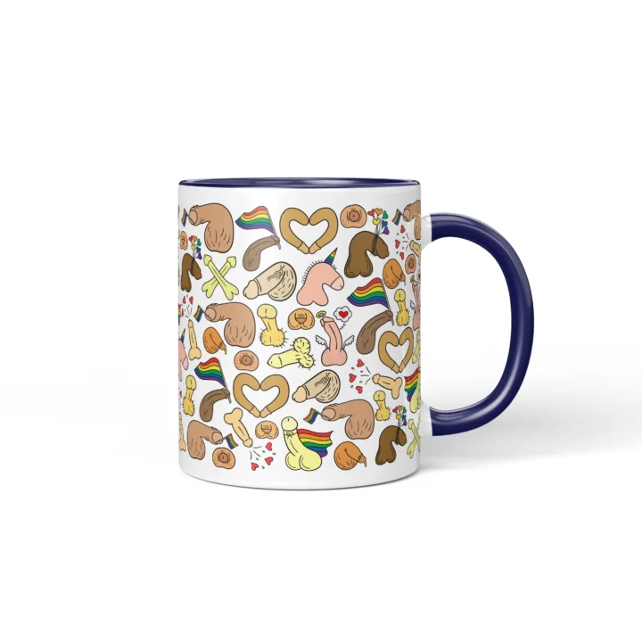 Rainbow Pride Penis Mug - Cheeky LGBTQ Gift - Dark Blue mug mockup