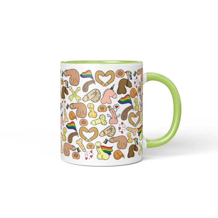 Rainbow Pride Penis Mug - Cheeky LGBTQ Gift - Green mug mockup