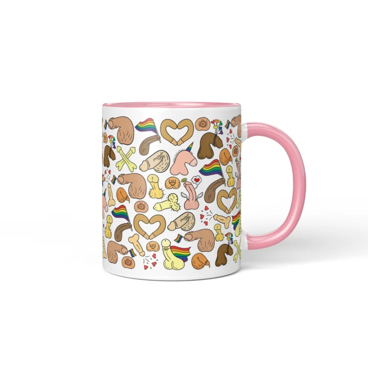 Rainbow Pride Penis Mug - Cheeky LGBTQ Gift - Pink mug mockup