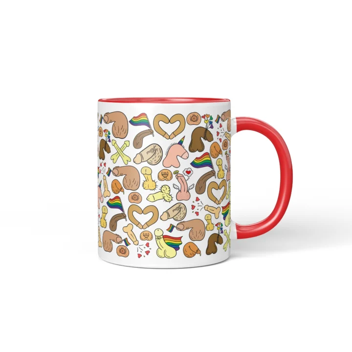 Rainbow Pride Penis Mug - Cheeky LGBTQ Gift - Red mug mockup