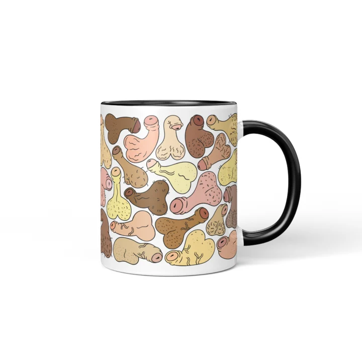 Raw Anatomy Penis Mug - Explicit Adult Novelty Gift - Black mug mockup