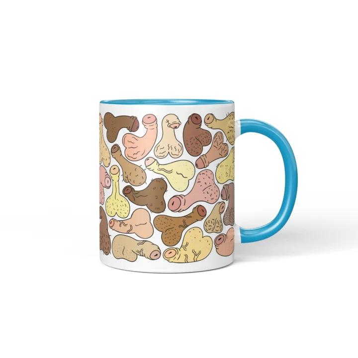 Raw Anatomy Penis Mug - Explicit Adult Novelty Gift - Blue mug mockup